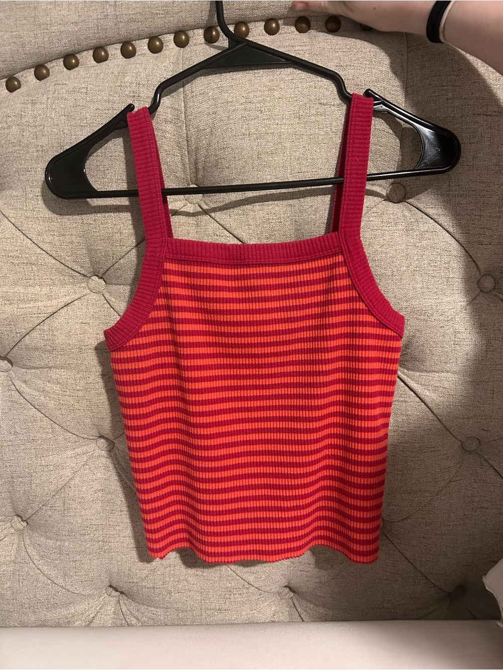 Old Navy Red and Orange Ribbed Stripe Tank